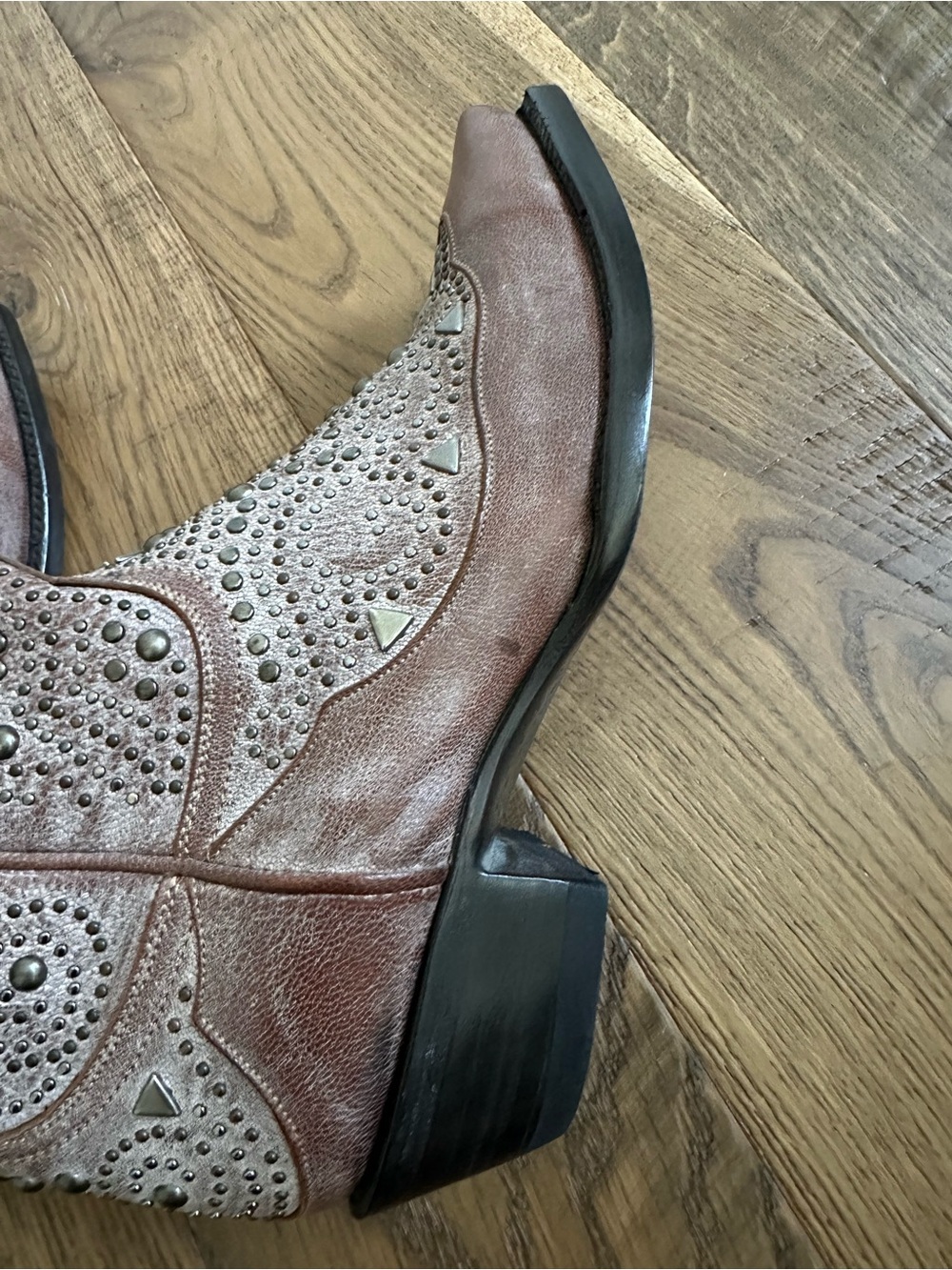 Old Gringo Ariel Dion Studded Western Ankle Boots Brown Leather Size 7 - Picture 12 of 14